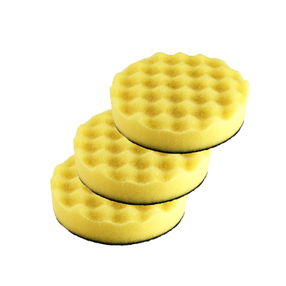 Yellow Waffle Foam Pad Buffer Sponge - Set of 3 Pieces - Air Polisher Accessory